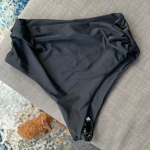 ZAFUL ruched black high waist swimsuit bottom